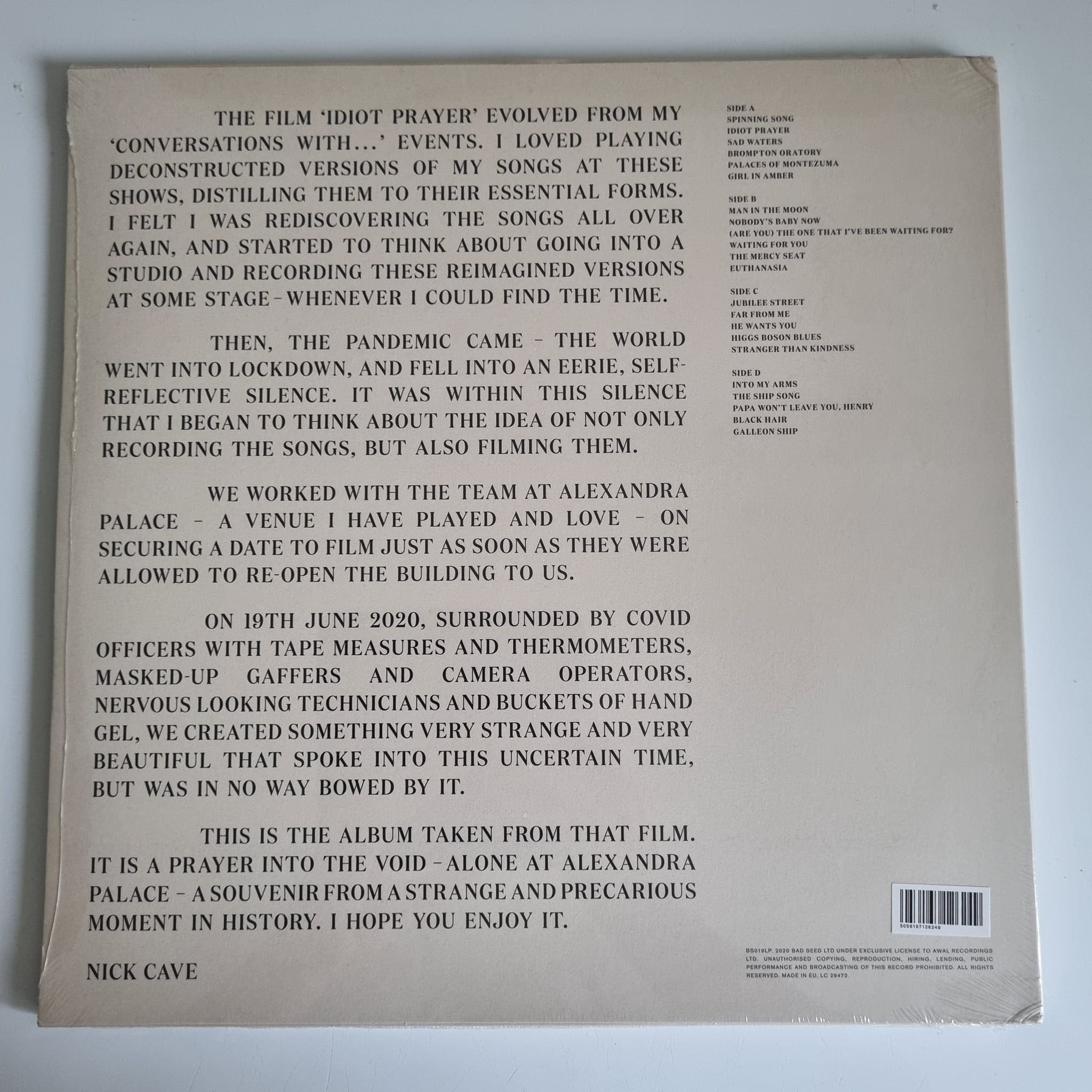 Nick Cave – Idiot Prayer-Alone At Alexandra Palace – LP Vinyl