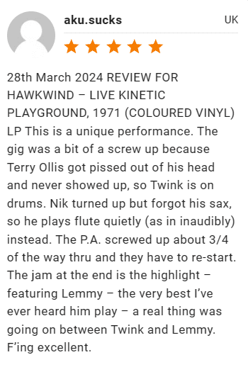 Review For Hawkwind – Live Kinetic Playground, 1971 (Coloured Vinyl) Lp